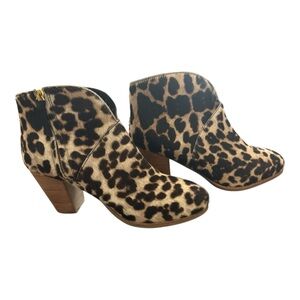 Boden Leopard Print Calf Hair Ankle Booties Size 37, Size 7